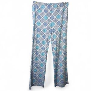 J McLaughlin Comfy Pull On Bowie Catalina Pant Boho Womens Large Blue White